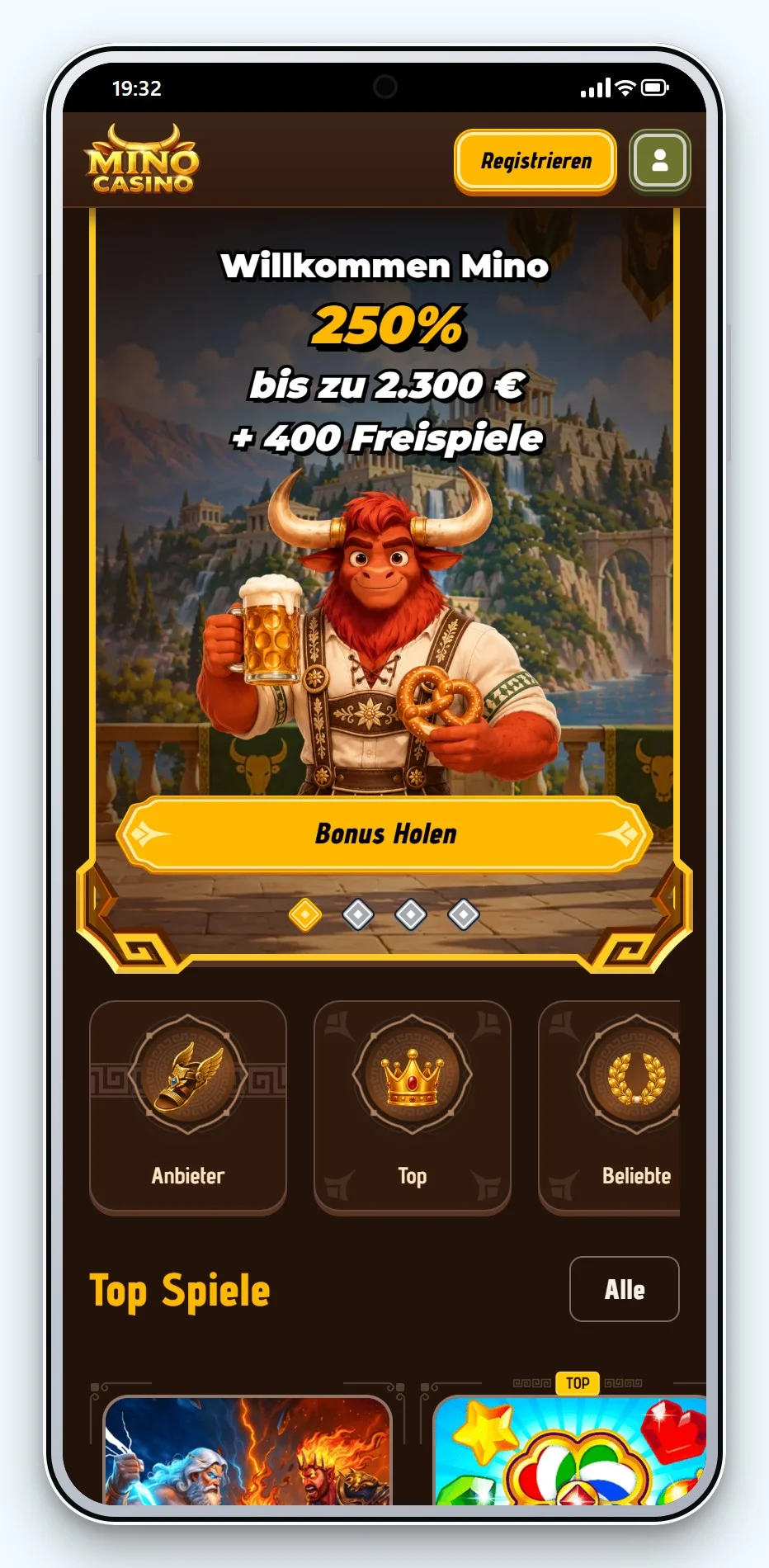 online casino curacao: Mino Casino mobile Lobby