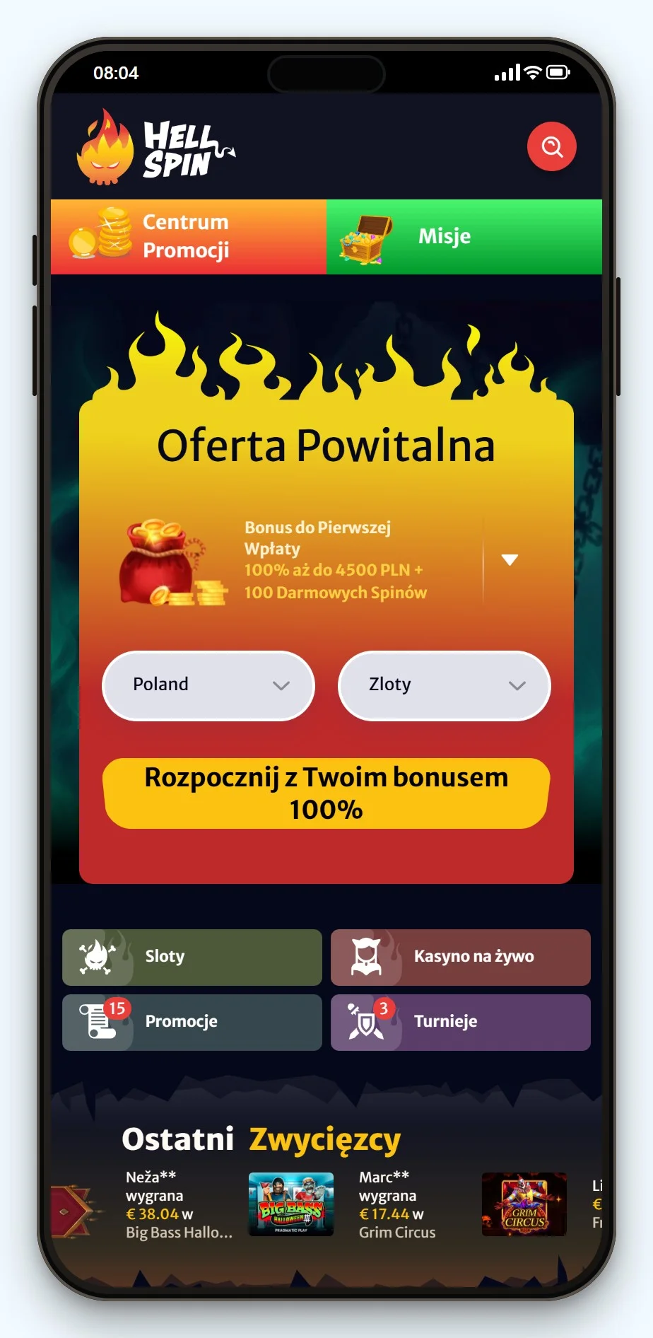 kasyno z licencją curacao: HellSpin na telefonie