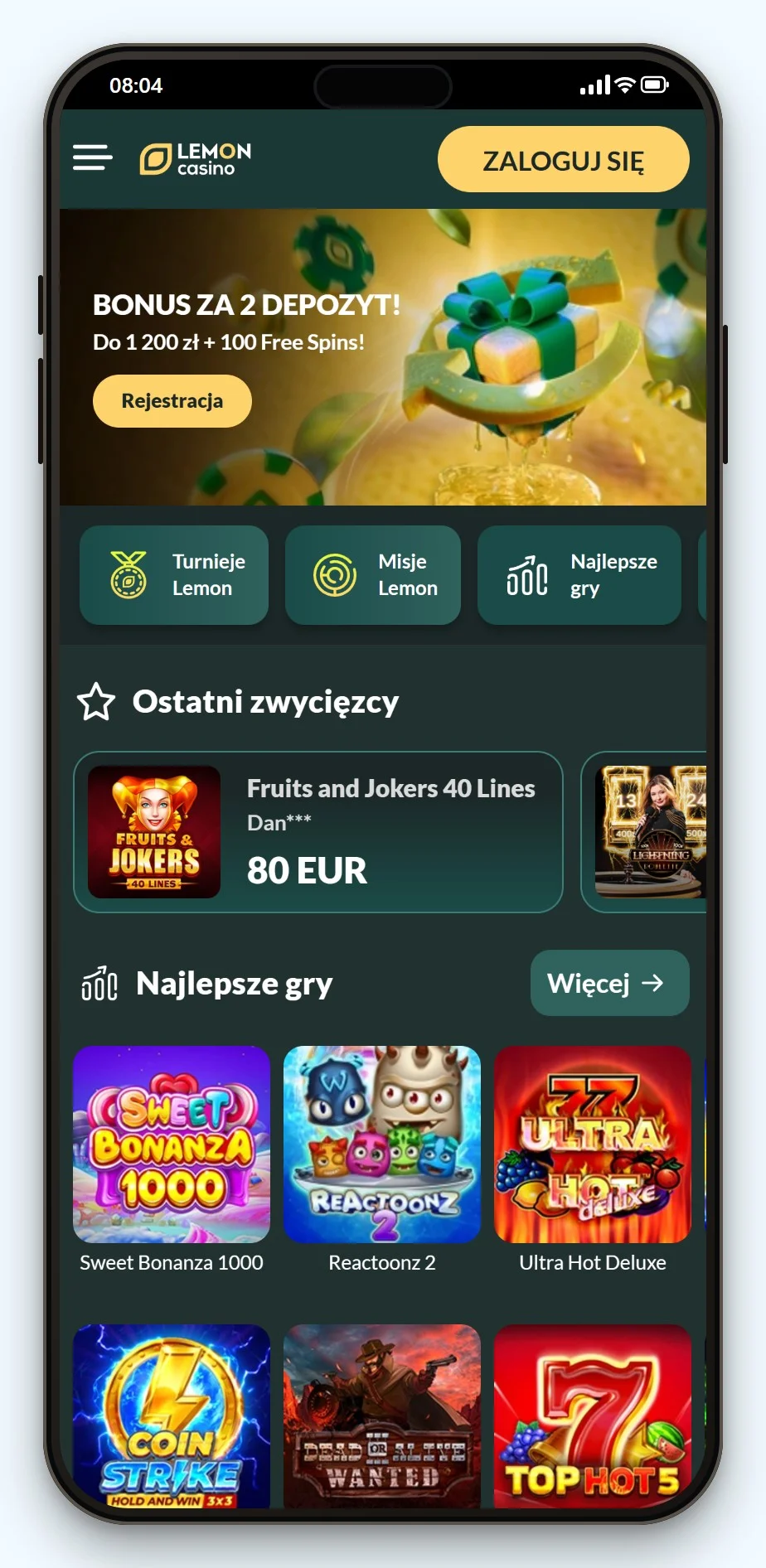 licencja curacao: Lemon Casino w wersji mobilnej