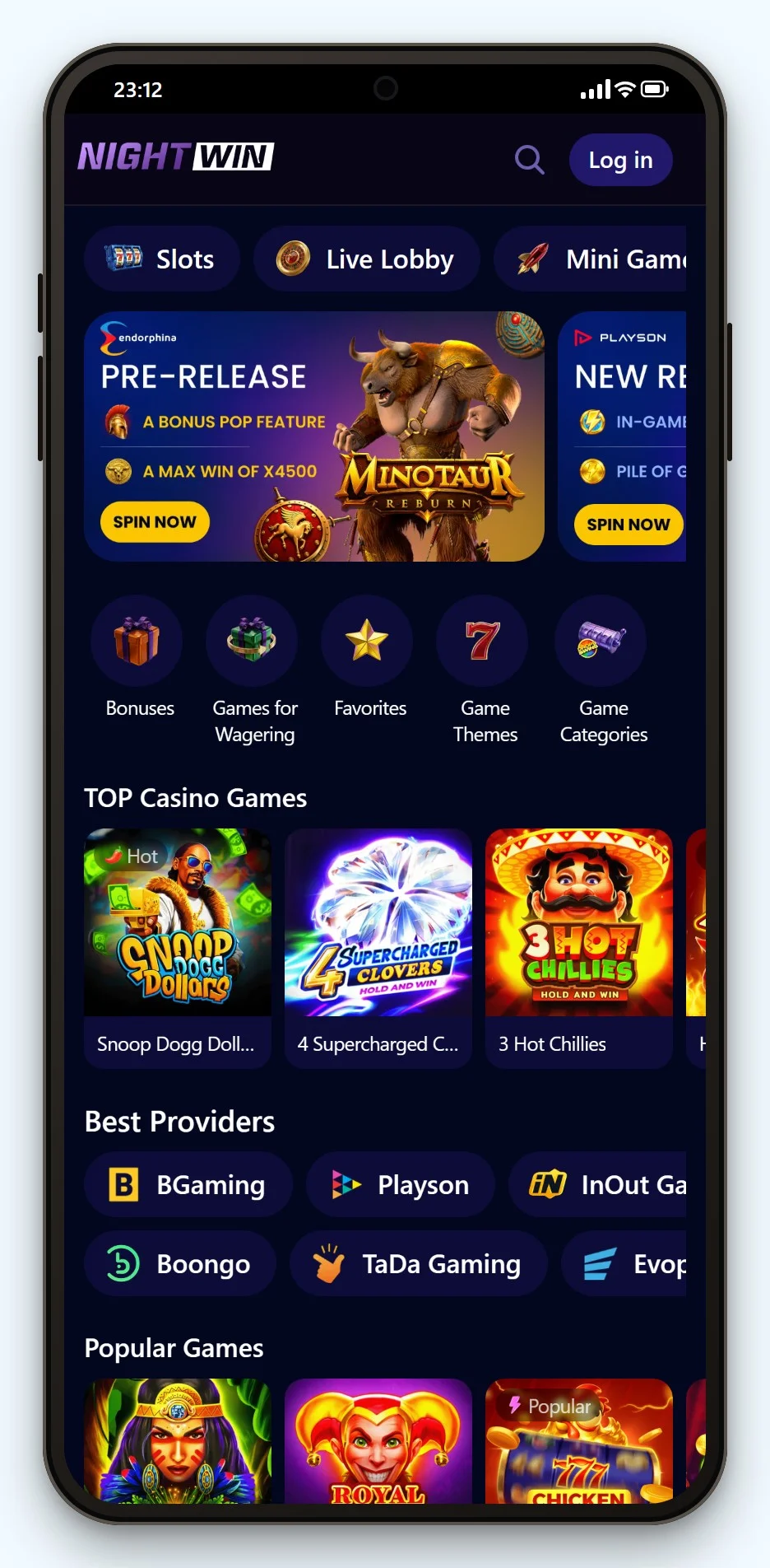 curacao casinos online: NightWin no telemóvel
