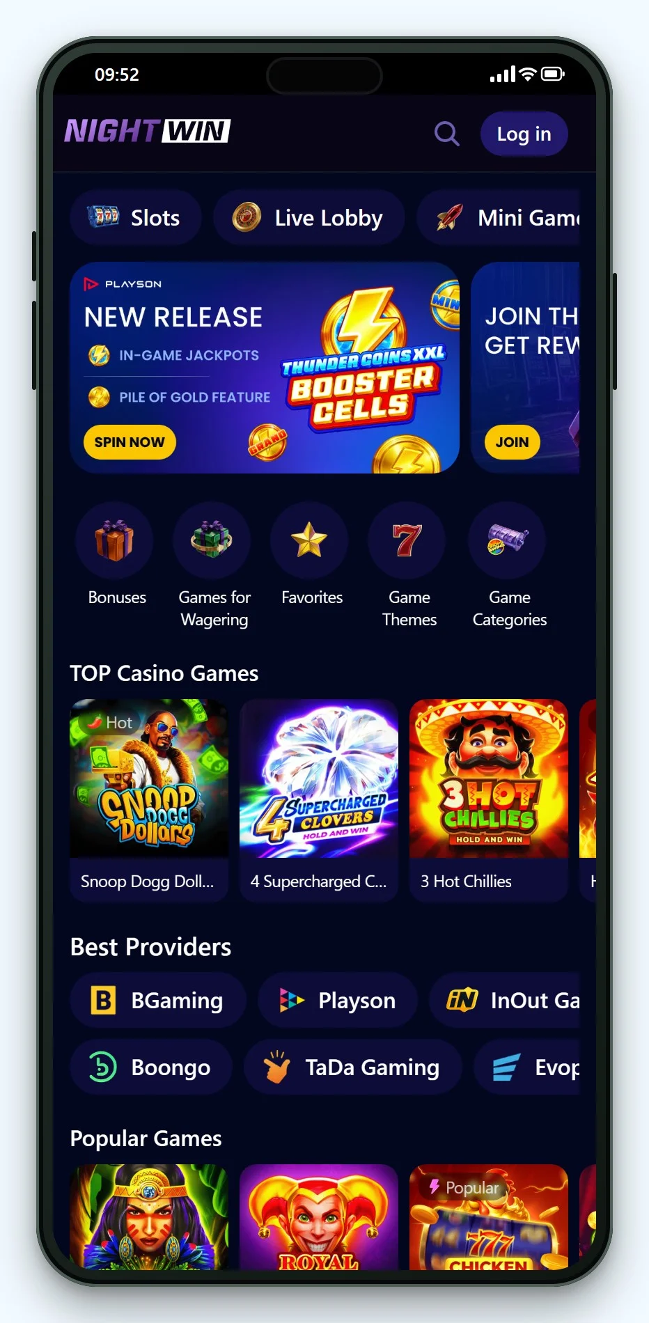 curacao casinos not on gamstop: NightWin mobile lobby